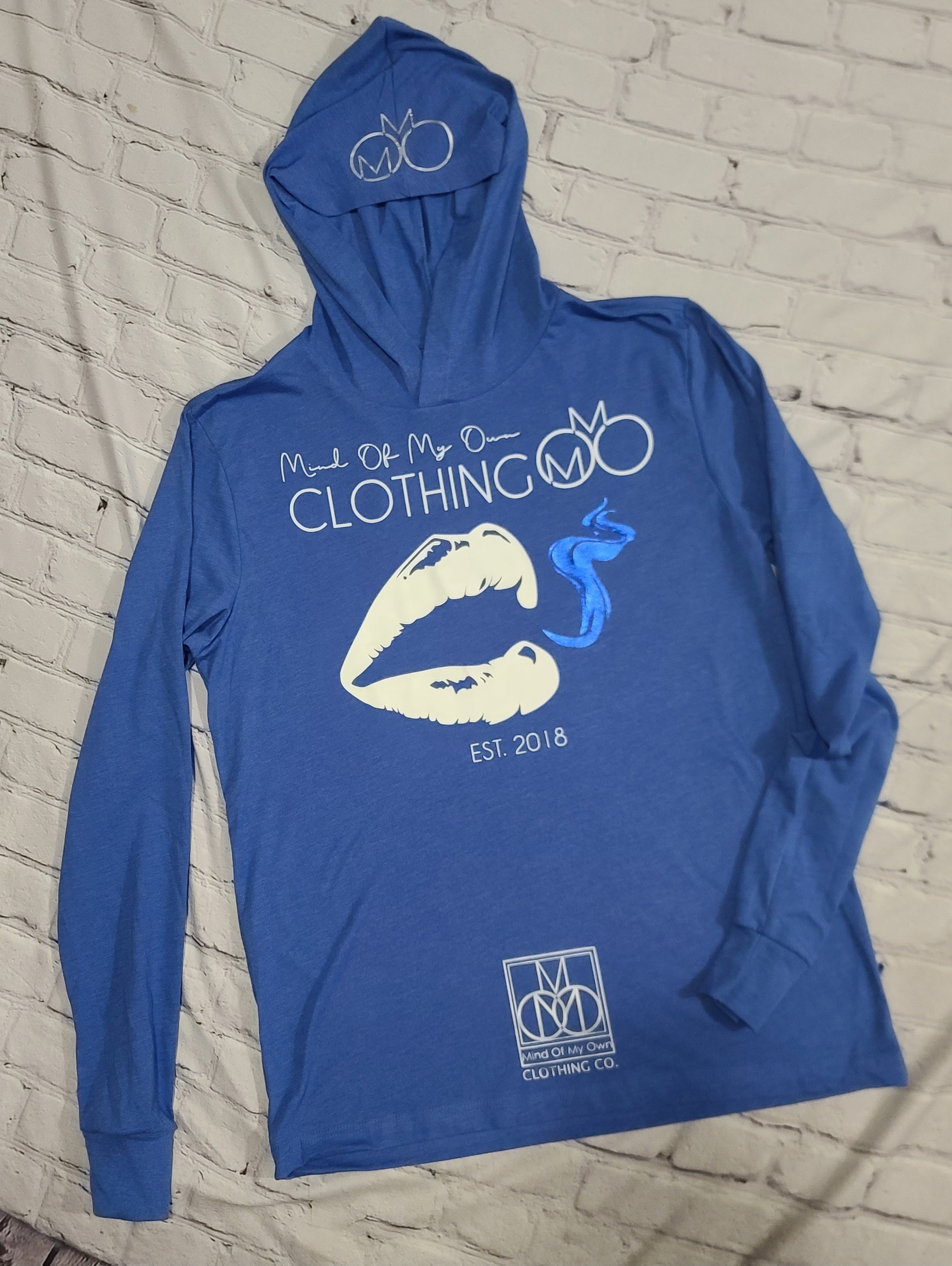 Blue MOMO Lips Hoodie Shirt